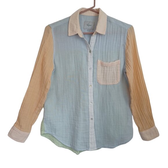 Rails Tops - Rails Shirt Ellis Bermuda Color Block Button Front Gauze Pastel Womens XS